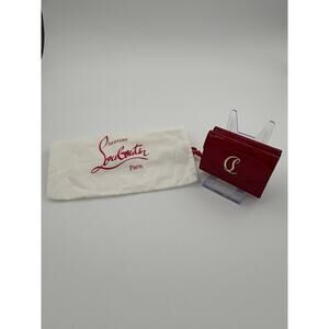 Christian Louboutin Patent Leather Card Holder in Rouge with Gold CL Logo